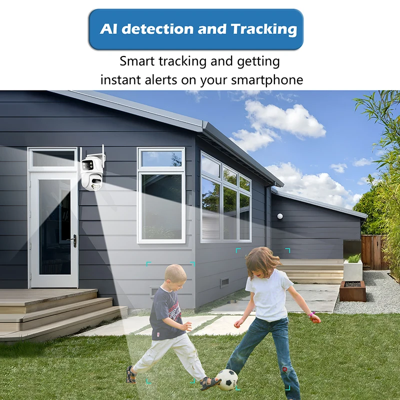 4K UHD WIFI IP Camera 8MP 10X Hybrid Zoom Auto Tracking PTZ Camera Outdoor Dual Lens Two Screen Security Cam Surveillance