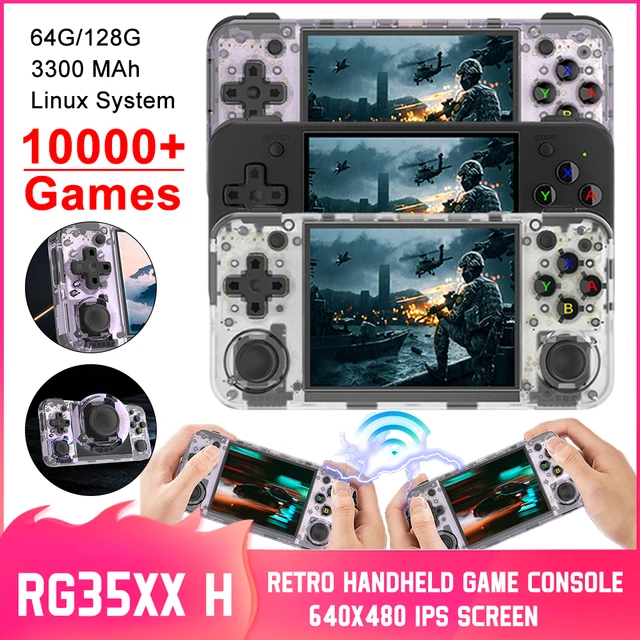 Consola de jogos portátil RG35XX H, 5000/10000 + Jogos, Tela IPS de 3,5 ", Sistema Linux, 64G, 128G, Leitor de videogames, Compatível com HDMI
