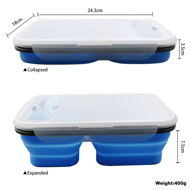 Boîte à déjeuner Portable pliable en Silicone de 1300ML, bol de four à micro-ondes, conteneur de stockage des aliments pliable, couvercle lavable sans odeur, 1 pièce 2