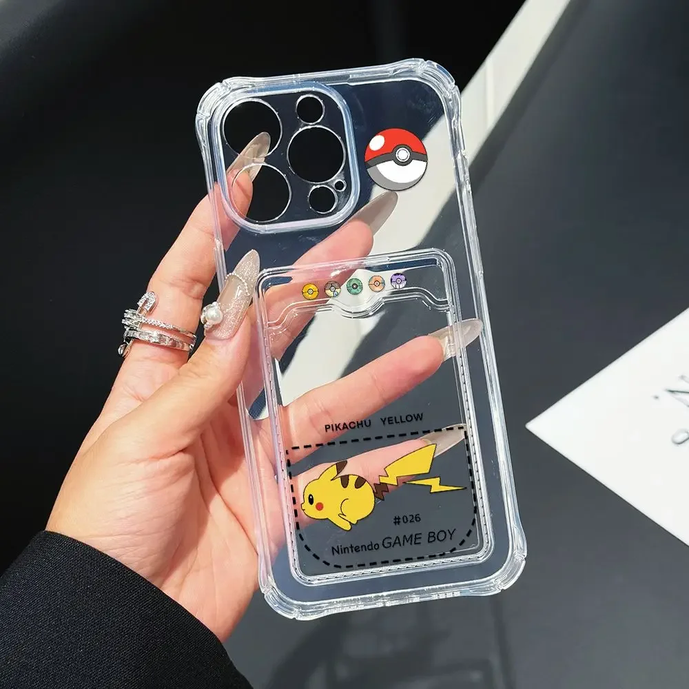 thumbnail image 1 of Pikachu Gengars Squirtles Bulbasaurs funda de teléfono para iPhone 16 15 14 Plus 13 12 Mini 11 Pro Max X Xs 7 8 Card Pocket Clear Cover, 1 of 5