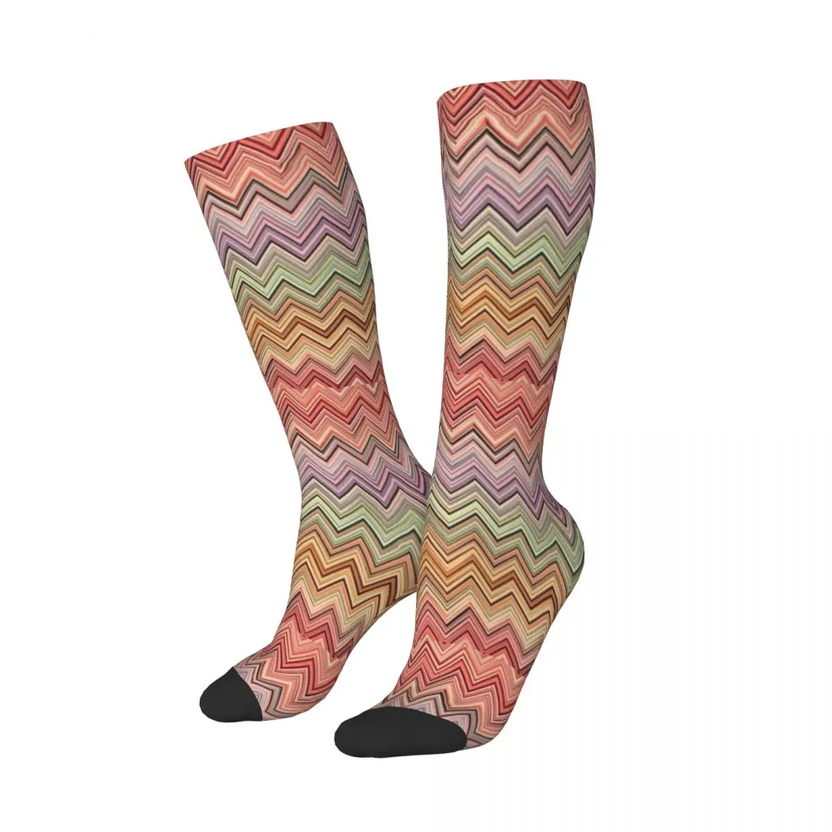 Boho Vintage Contemporaneo Zig Zag Donna Calze Autoreggenti Kawaii Multicolor Moderno Over-The-Calf Tube Socks