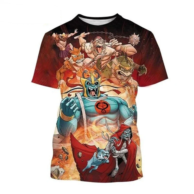 

2024 New Thundercats 3D T-shirt Men's Women's Cool Logo Retro Design Casual Anime Short Sleeves Kids T shirt Size:2100-6XL