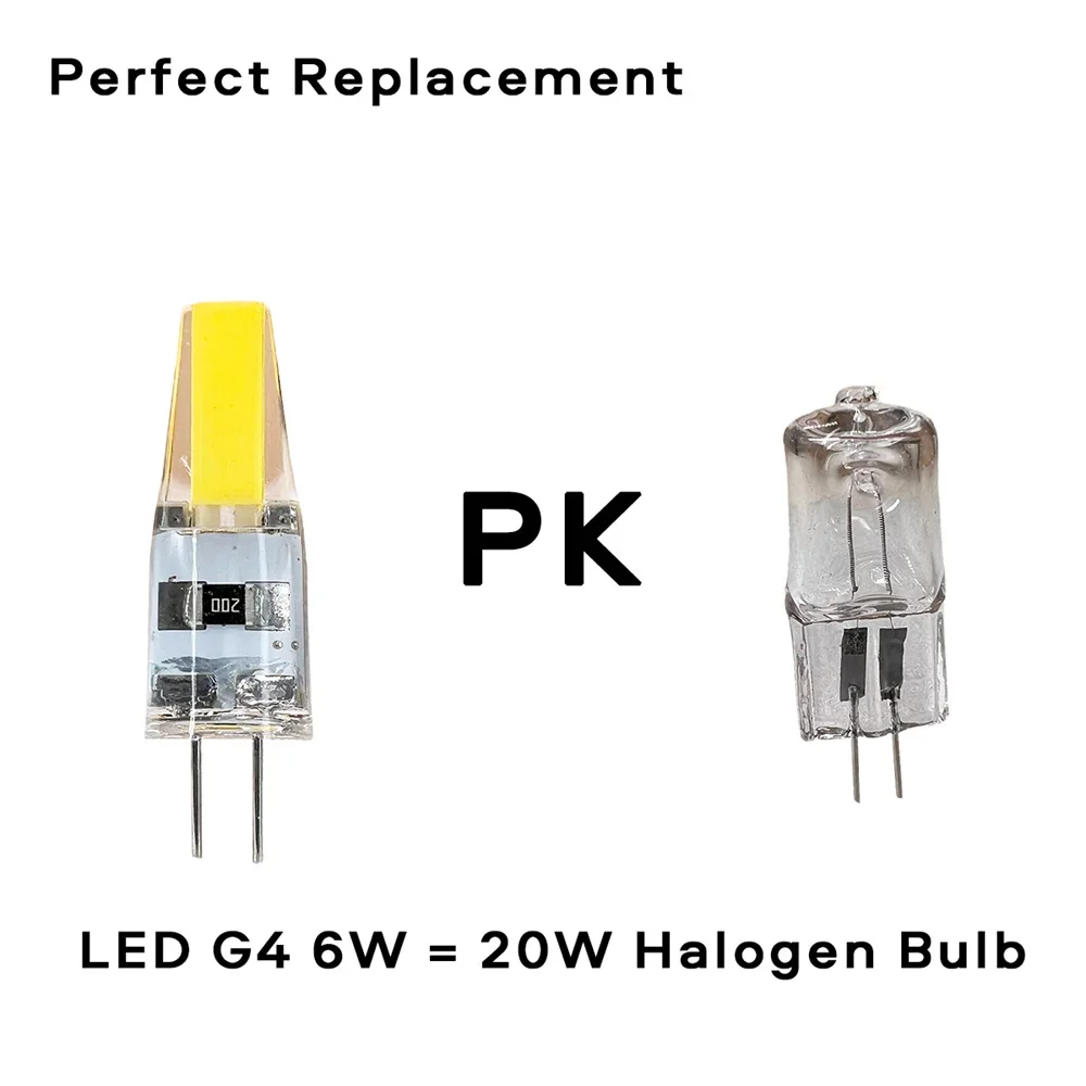 50pcs 미니 G4 LED COB 램프 6W 전구 디 밍이 가능한 AC DC 12V 220V 촛불 조명 샹들리에 스포트 라이트 화이트에 대 한 45W 할로겐 교체