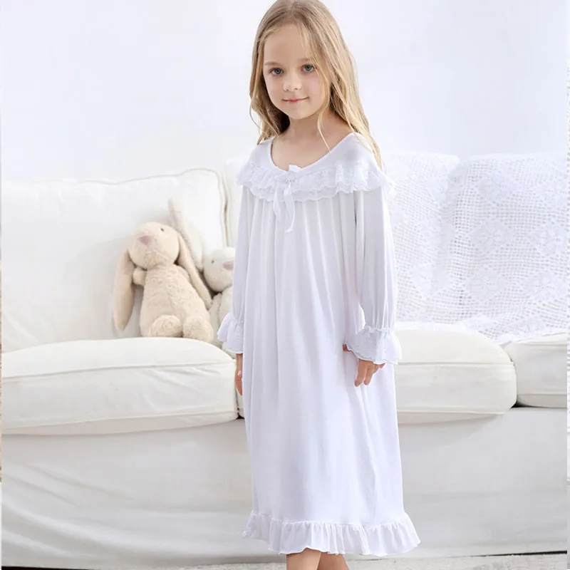 

Girl Nightgown Sleepwear Children Pajama Dress Double-sided Plush Long Sleeved Girls Princess Nightdress Home Wear for Children