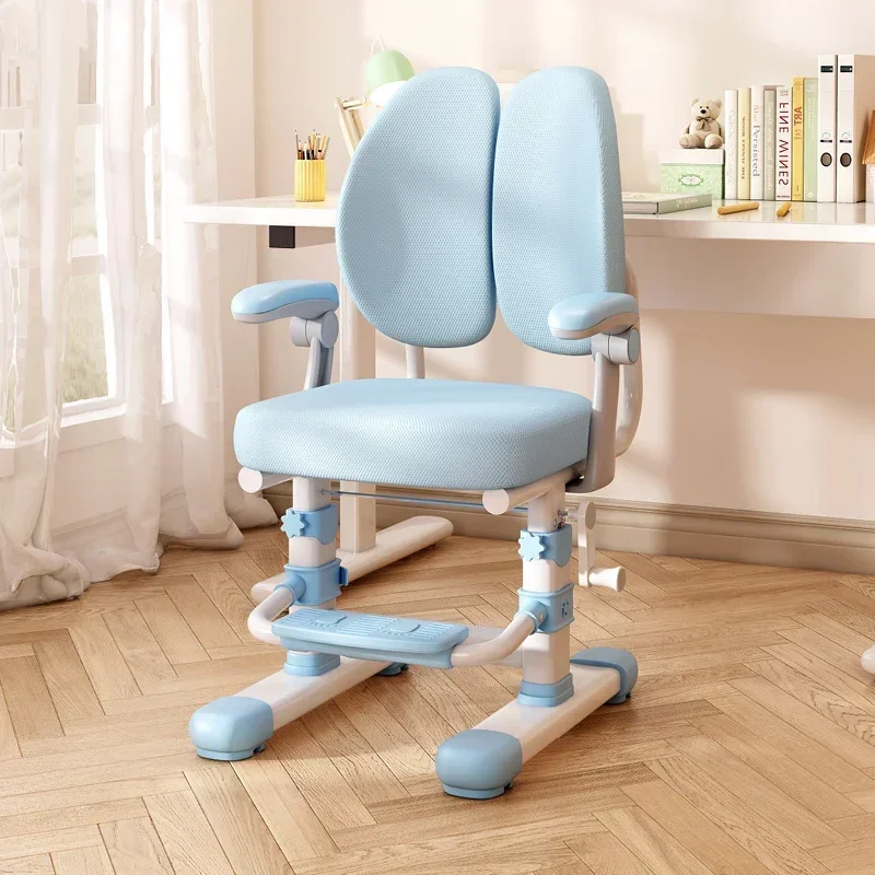 Children's Study Chair Writing Chair Metal Student Liftable Household Corrective Backrest Chairs for Children