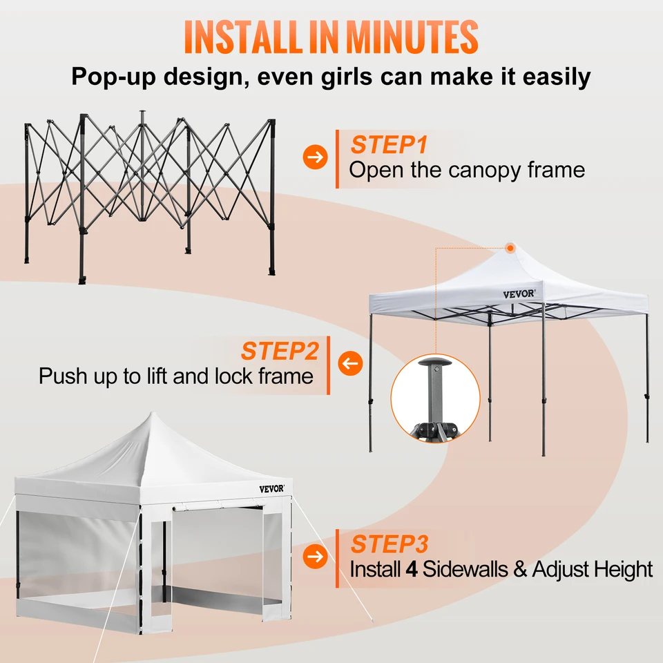Tenda a baldacchino pop-up 10x10 FT,SucceBuy gazebo da patio con pareti laterali removibili,resistente ai raggi UV,impermeabile,abri istantaneo | Leroy Merlin