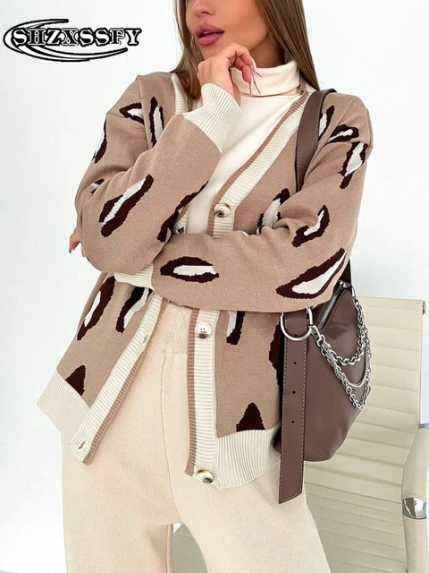 Leopard Print Sweater Cardigan  Cardigan Leopard Print Winter - New Autumn  Winter - Aliexpress