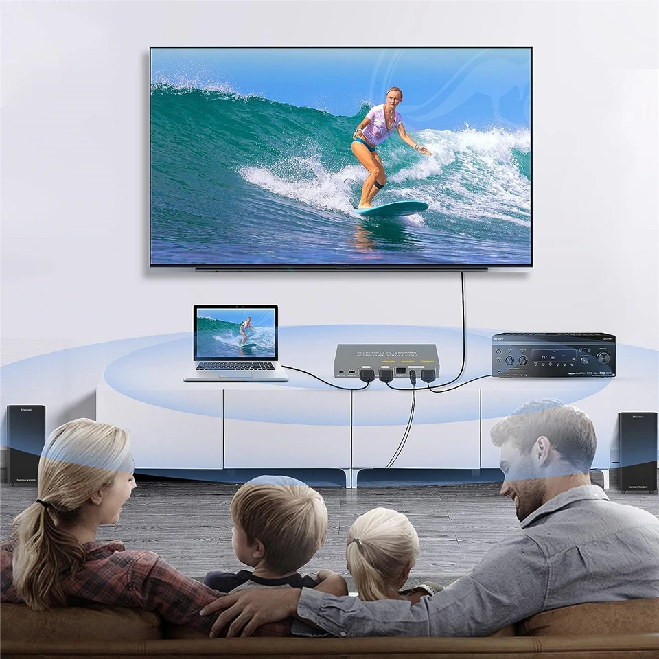 HDMI-compatible Audio Extractor 4K 60Hz HDMI to HDMI Optical TOSLINK SPDIF + 3.5