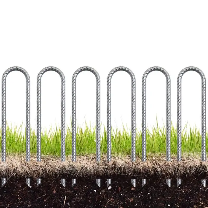 Trampoline Stakes 12 Inch U Pegs Gardening Tents Tool 2 Inches Diameter 6X Chain Link Fence Anchors For Landscape Concrete Form