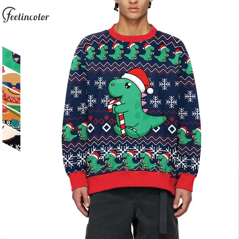 Autumn Oversize Sweatshirt Ugly Christmas Pullovers Unisex Streetwear Cartoon Tracksuit Men Crewneck Vintage Clothes for Men