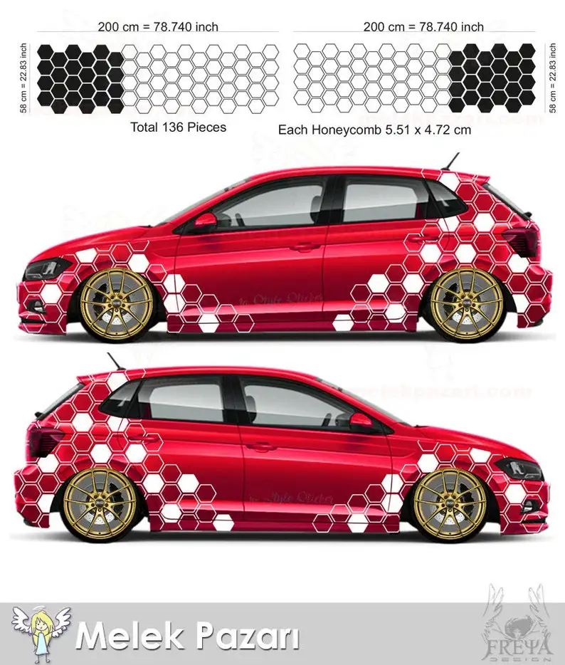 

Honeycomb Side Trunk Car Decal, Honeycomb Side Door Car Sticker,
