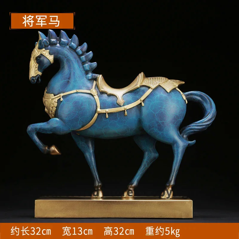 

2024 HOME company office Decorative Art Decor COPPER statue Warrior General Horse good luck Success Career prosperous talisman