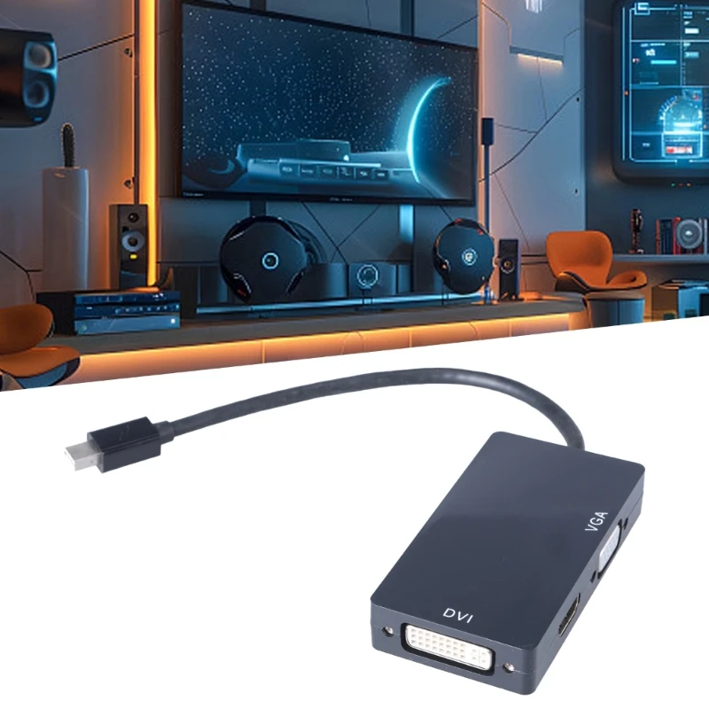 Фото Портативный небольшой преобразователь DisplayPort в VGA DVI, кабель-адаптер 3 в 1 для потоковой передачи видео в реальном N2UB №2