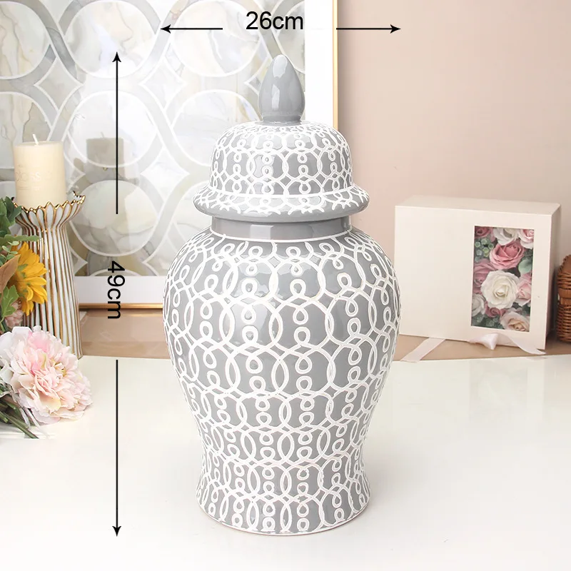 Nordic White flower vase Home Living Room Decoration Ceramic General Jar Tea Seal Jar Ceramic Storage Jar home decoration 5
