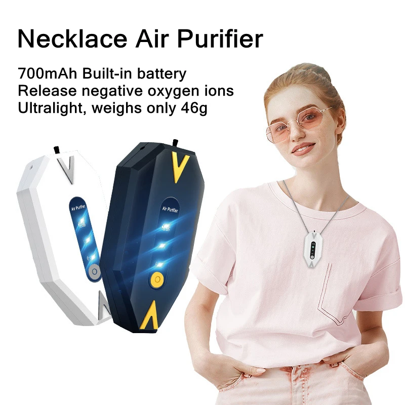 

Necklace Type Air Purifier Lonizer Mini Portable Air Cleaner Eliminate Smog Formaldehyde USB Rechargeable Negative Lon Generator