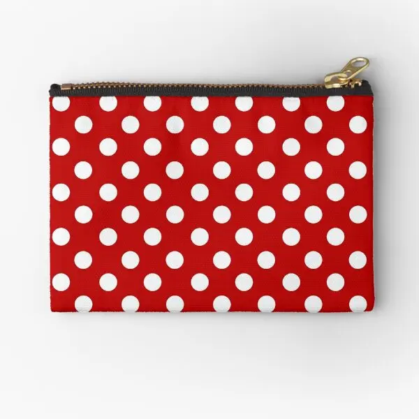 

Red With White Polka Dots Zipper Pouches Underwear Wallet Storage Women Money Packaging Key Bag Pure Small Cosmetic Men Socks