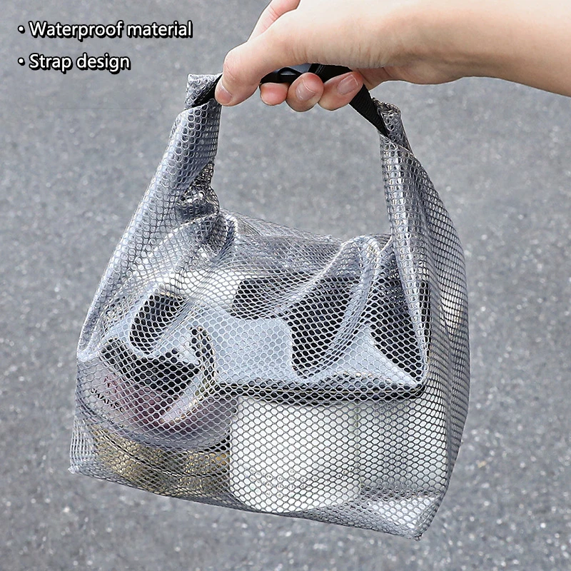 Portable Large Capacity Shopping Bag Snap Toiletry Bag Transparent Waterproof Tote Bag Cosmetic Storage Bag Handbag 2