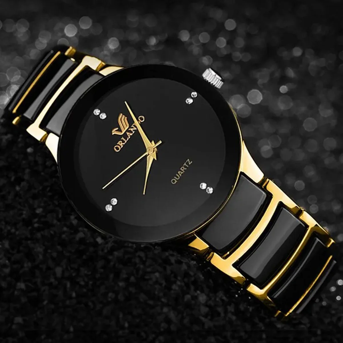 2pcs-Couple's Watches Fashion Stainless Steel Band Men Women Analog Quartz Watches Set