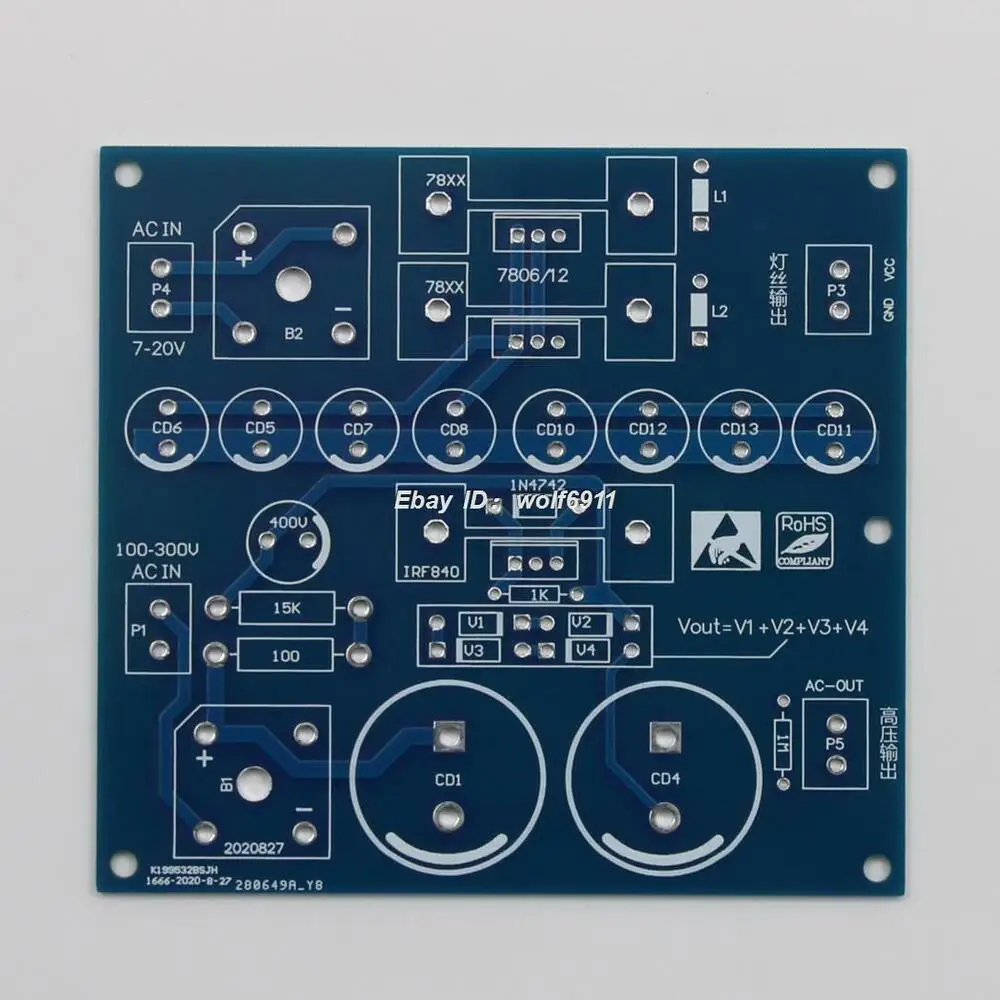 

HiFi High Voltage DC Power Supply Board PCB DC100V-380V For Tube Preamp PSU