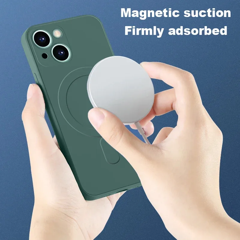 Liquid Silicone Magnetic Wireless Charging Phone Case - Soft TPU Back Cover