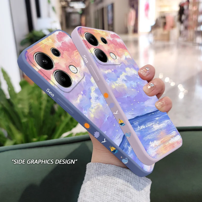 Sky Painting Liquid Silicone Phone Case Cover