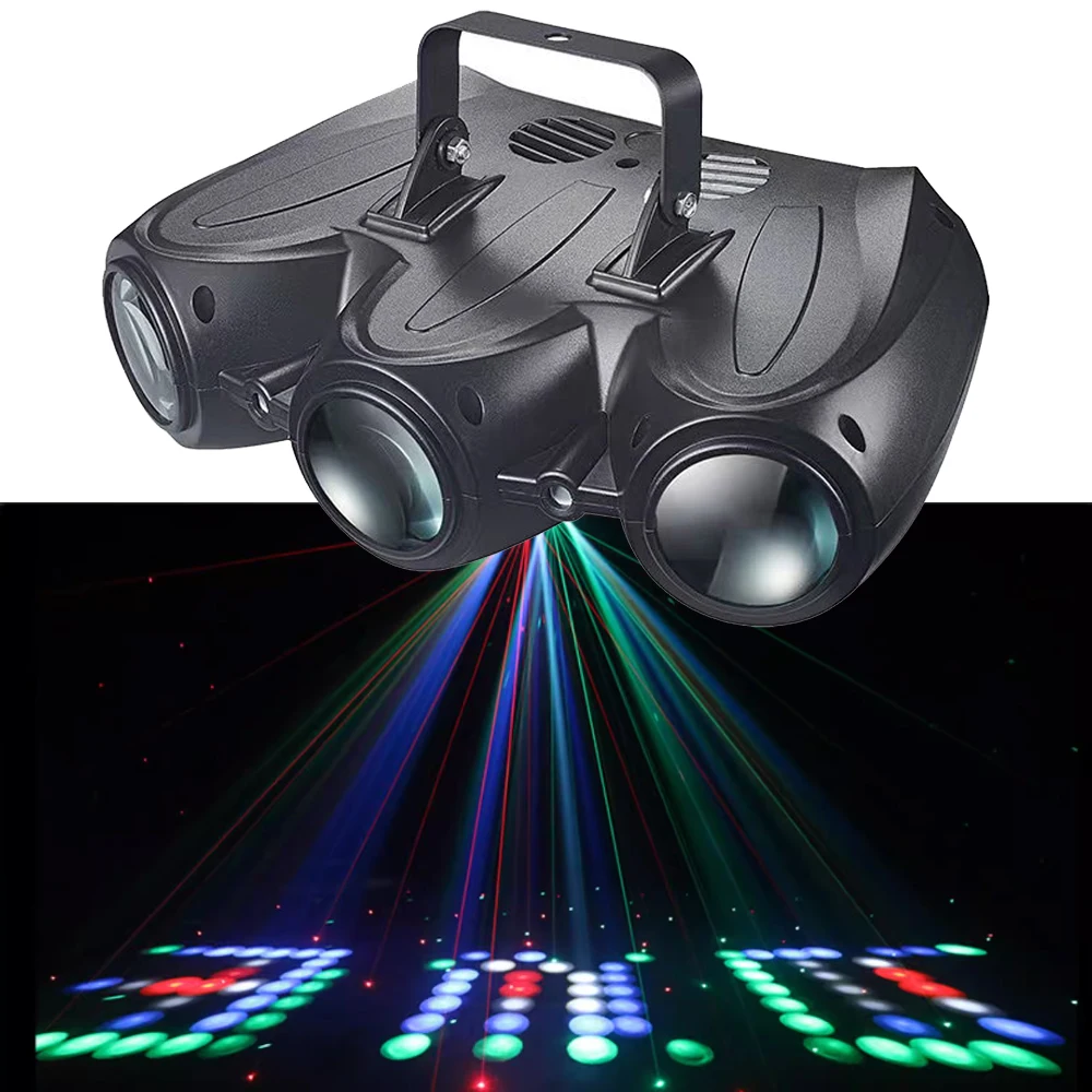 DJ Light Three Head Airship Lazer Light Projector 192LEDS RGBW Patterns Stage Effect Lights For Party Wedding Club Show