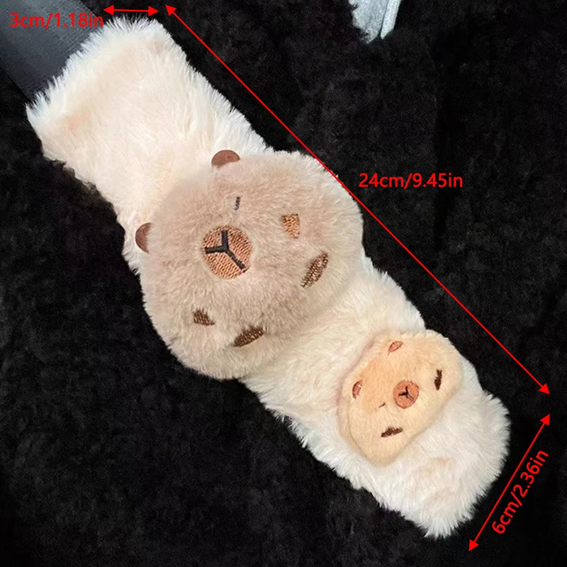 Soft Plush Capybara Car Seat Belt Cover Warm Cartoon Seat Belt Shoulder Pad Kawaii Comfortable Protector Car-styling