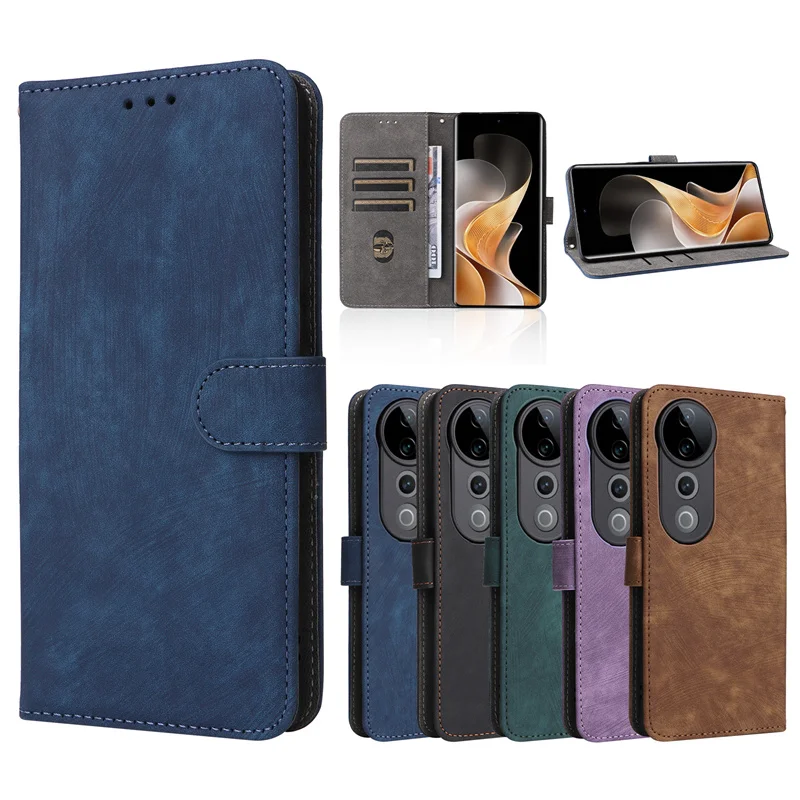 WBWONE Cover per VIVO V40 SE 5G, Flip Caso in PU Custodia Sintetica in Pelle, Tasca Slot Carta, Supporto Stand, Magnetica Chiusura Case - Marrone