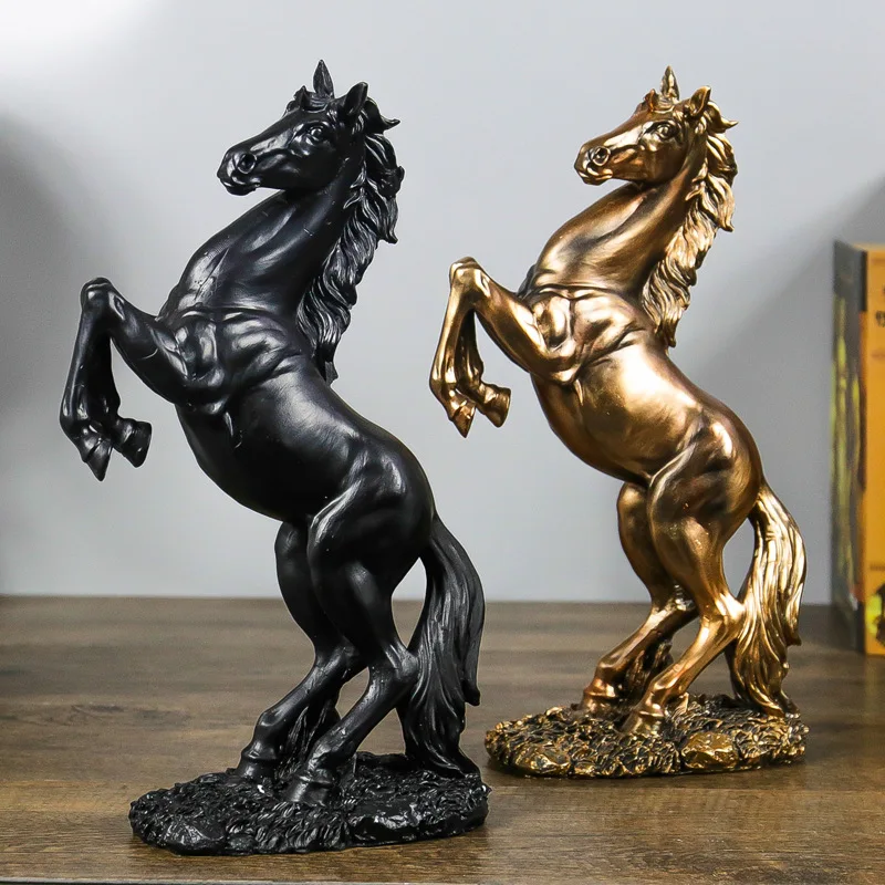 

Nordic Tengkong Junma Statue Resin Sculpture Home Living Room Bedroom Decoration Statue Gold Color, White, Black Horse Statue