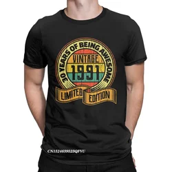 Men's T-Shirts 30 Years Of Being Awesome Vintage 1991 Limited Edition Pure Cotton Tee Shirt Clothes Graphic Printed T Shirt