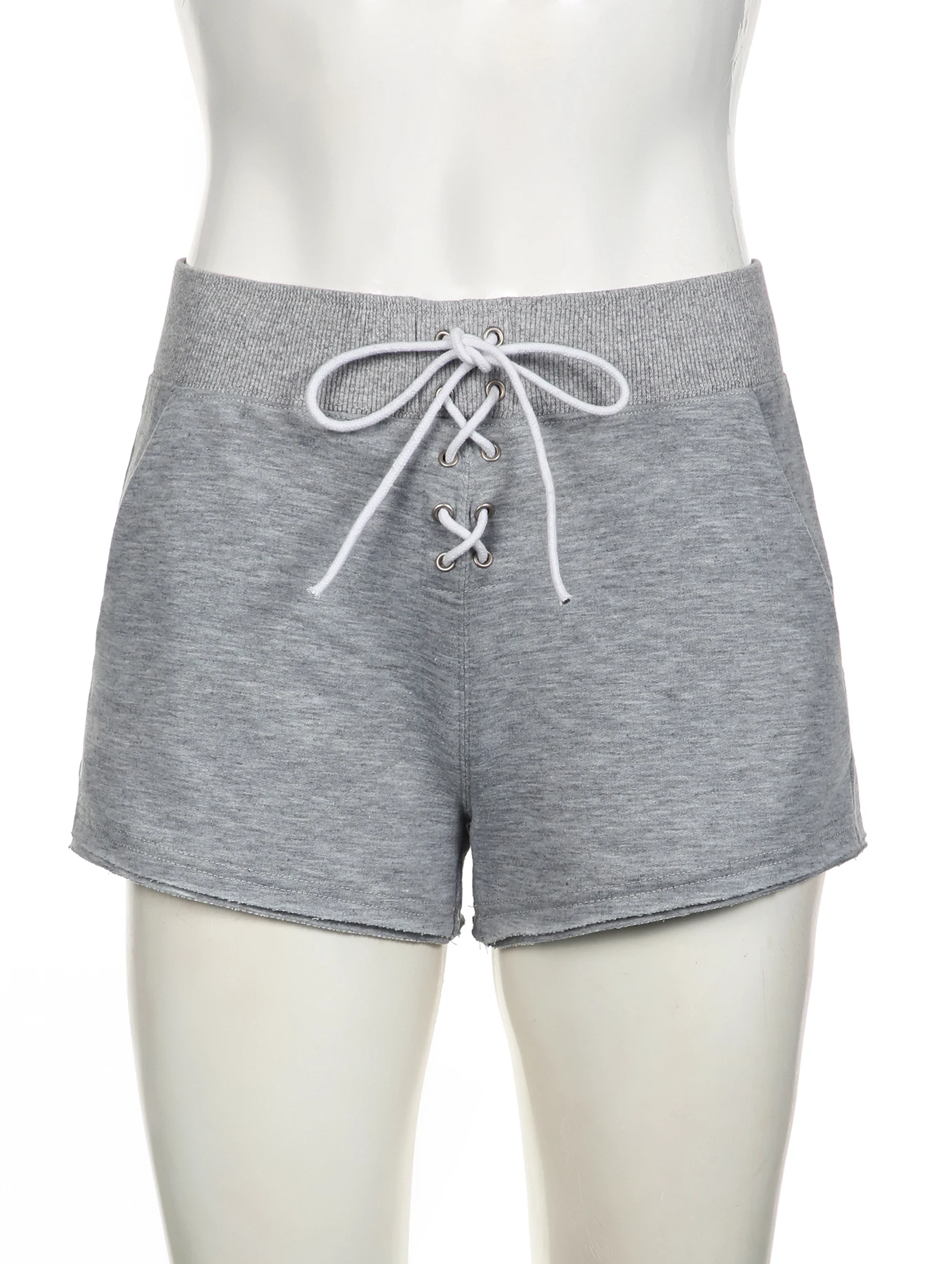 IAMSURE Sporty Activewear Casual Bandage Shorts Slim Basic Solid Low-Waisted Shorts Women 2024 Summer Fashion Streetwear Ladies