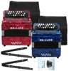HK·LADE AH-40 Blue/Red Bayan Accordion 25 Key 12 Bass Voice Changing Accordion Sheepskin Bellows Accordion with Storage Strap