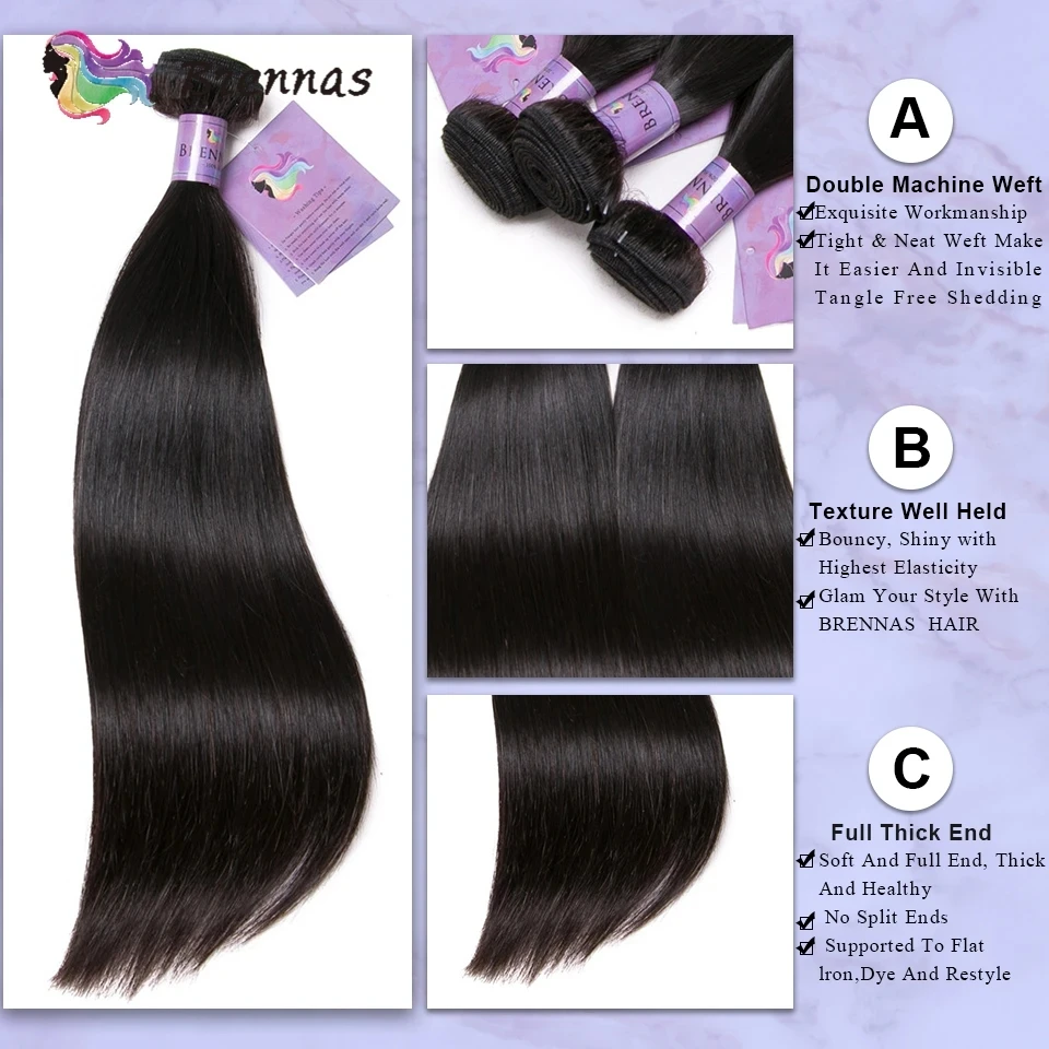 Straight Human Hair Bundles Natural Color Human Hair Brazilian Weaves Extension Straight Bundles For Women
