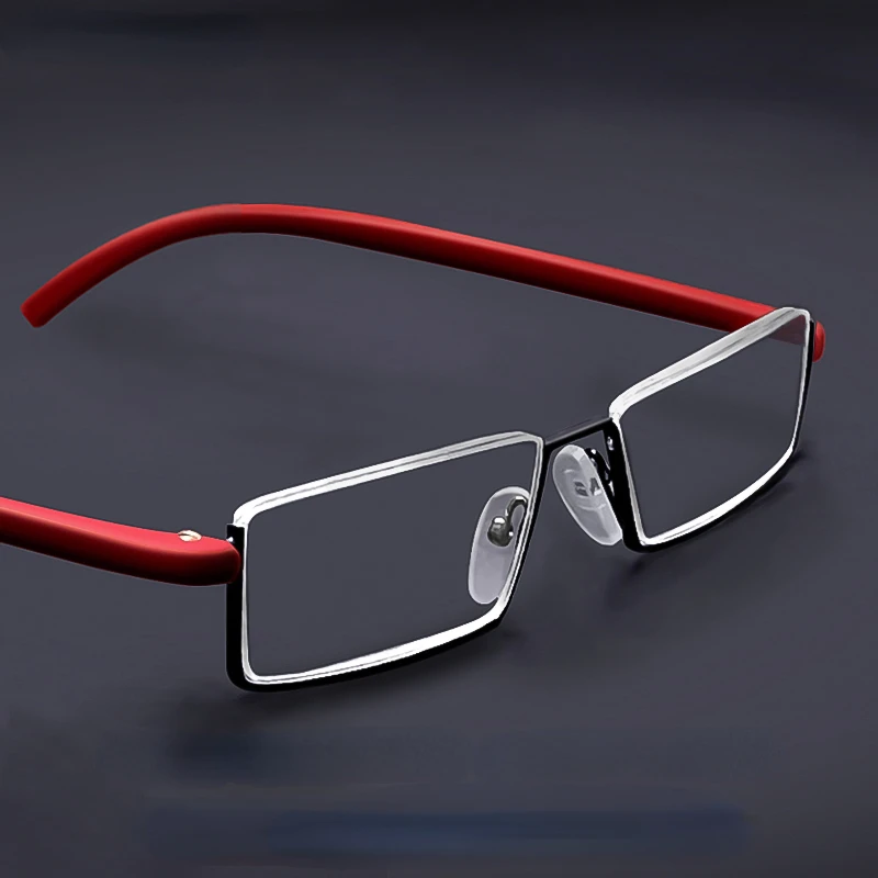 

2022 New Metal Anti-Blue Light Reading Glasses Men Half Frame Prescription Eyeglasses Male TR90 Eyewear With Case óculos +1.75