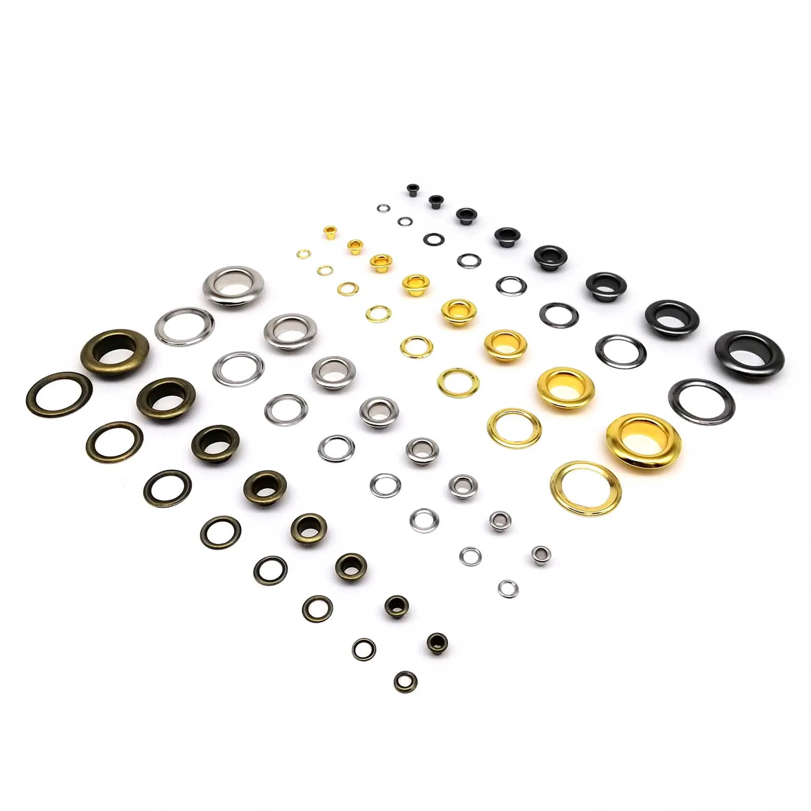 50sets 2.5mm to 12mm Eyelet With Washer Grommet Ring Air Hole Rivet For Leather Bag Shoes Belt Cap Clothes 4 Color metal rivets belt strap rivets copper rivets stainless steel grommets leather rivets