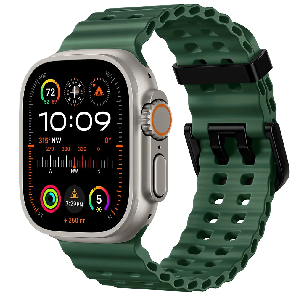 Ocean Straps für Apple Watch 11 Band 46 mm 45 mm 44 mm 49 mm 42 mm 40 mm Silikonarmband iWatch Serie 10 9 8 7 6 5 SE Ultra 3 Bänder – Detail 16