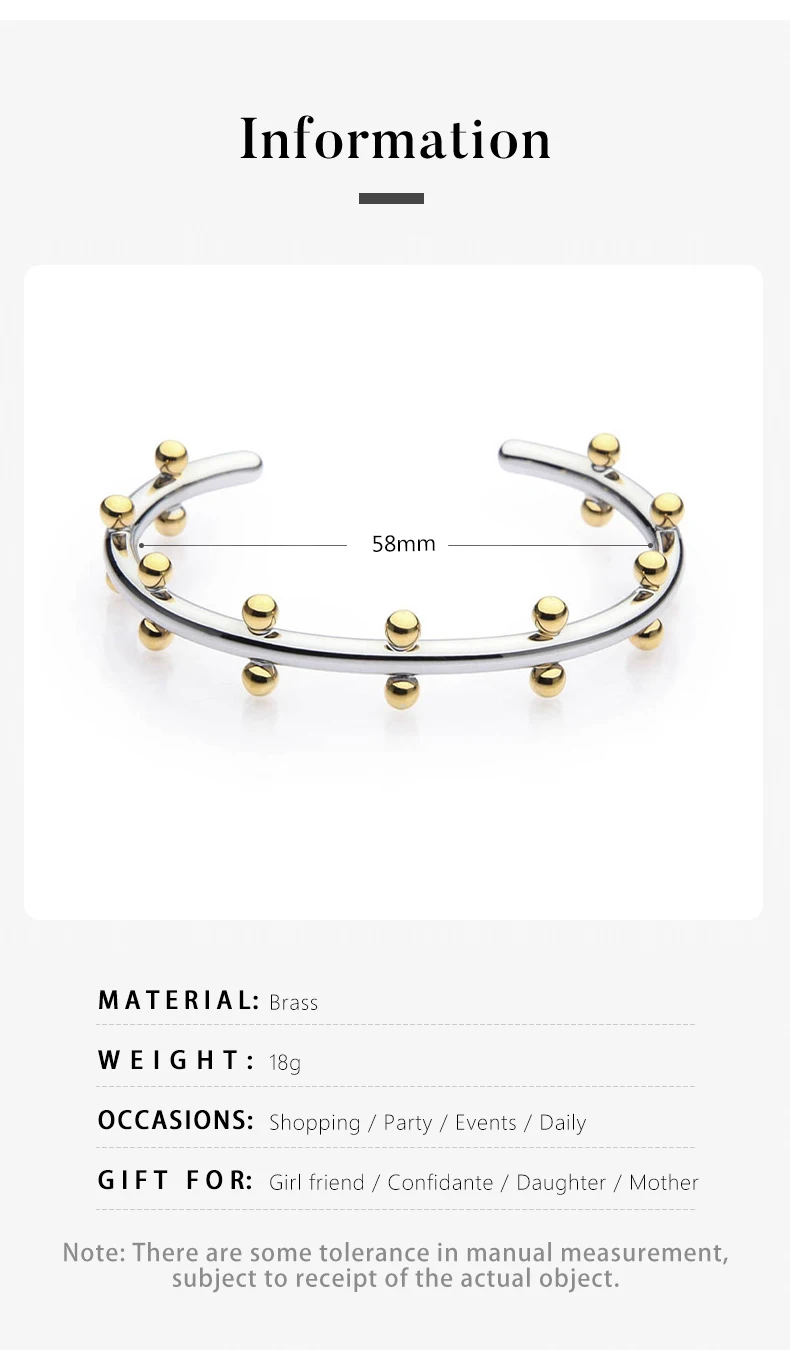 18K Gold Plated Row Ball Bangle – Elegant Gold Cuff Bracelet with Metal Beads for Women