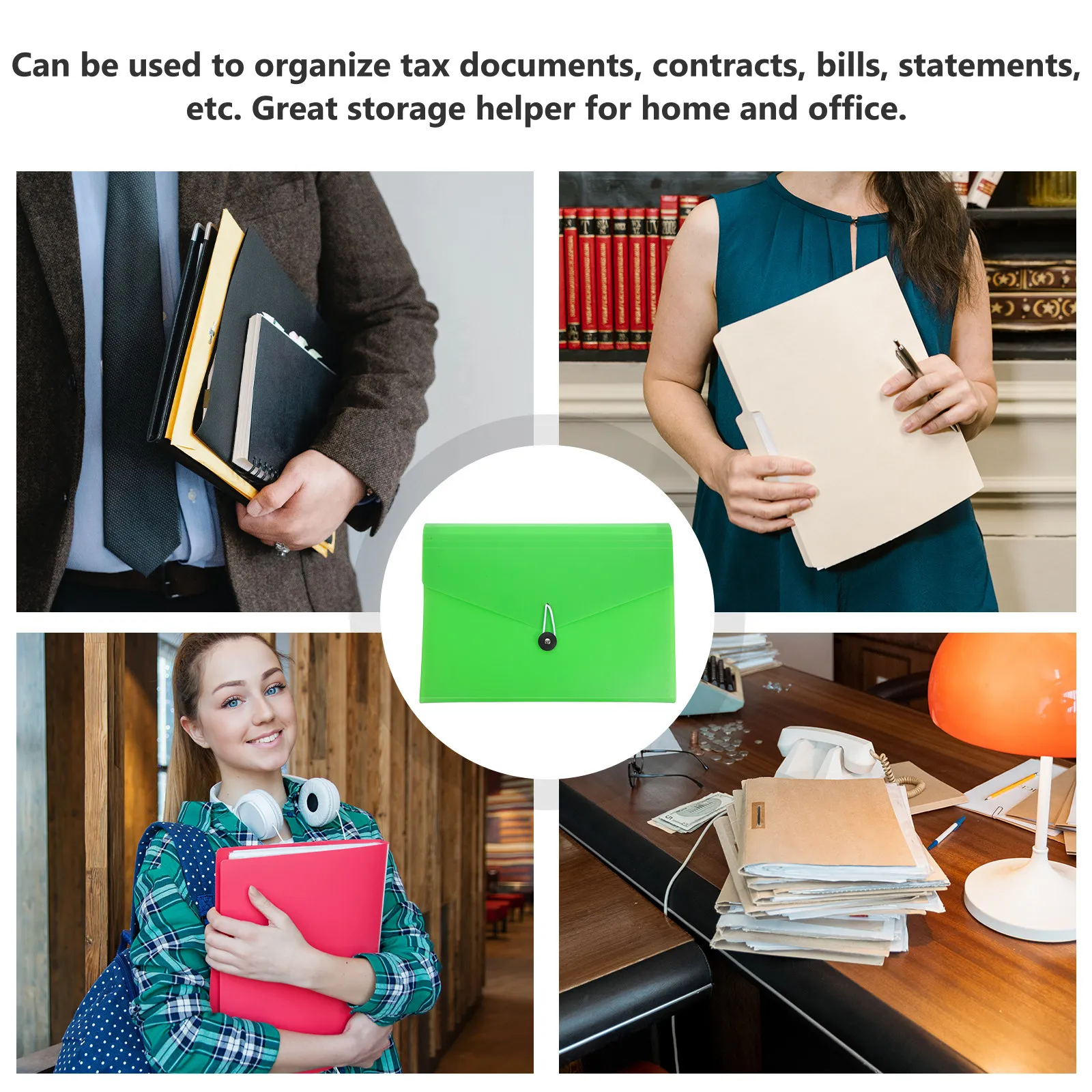 스트랩과 버튼 잠금 장치가 있는 소형 아코디언 파일 정리함 (세금 파일, 계약서, 청구서, 명세서, 휴대용 사무용 파일)