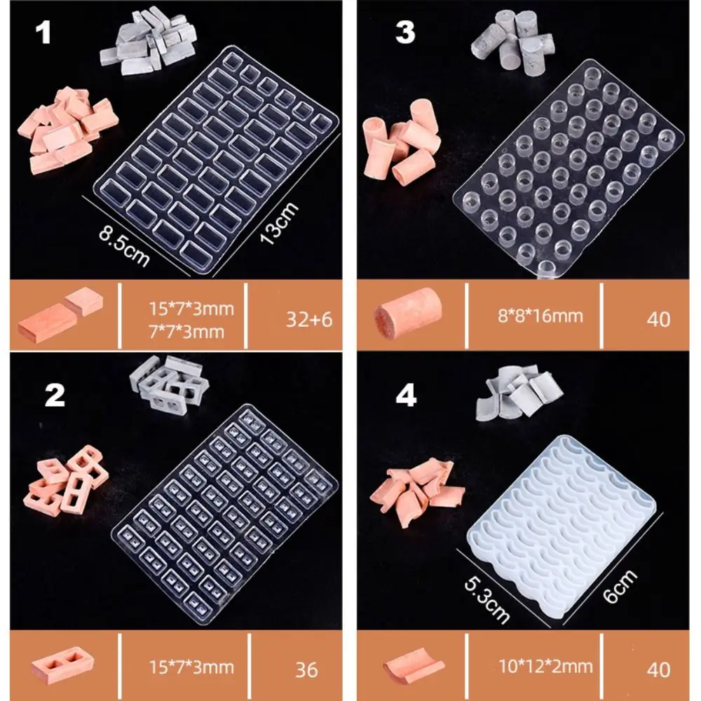 Silicone Mold Miniature Building Making Handmade House Sand Table Tile Model Mould Construction Material Mini Brick Silicone Mold