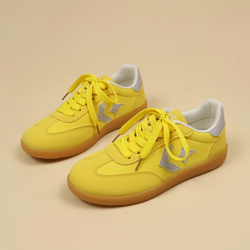 Women Big Size Running Sport Shoes Yellow Suede Leather Female Athletic Fitness Trainers Over Size 43 44 Girls Sneakers