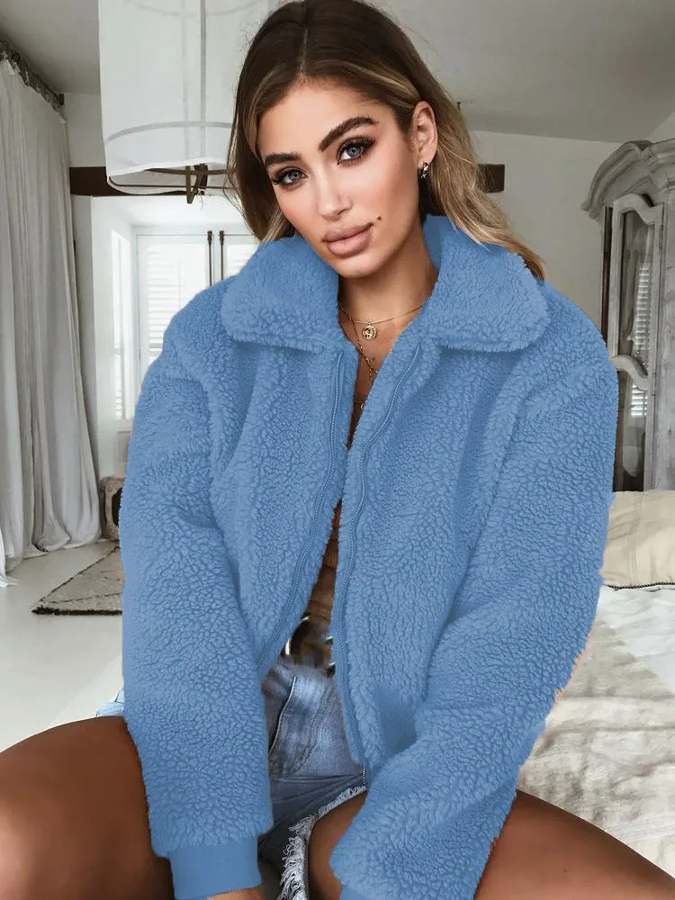 

Casual Long Sleeve Jacket Outerwear Office Lady Autumn Winter Fashion Elegant Solid Turn Down Collar Jacket For Women 2023 Coat