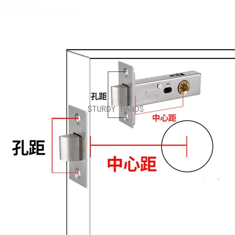 Zinc alloy lock tongue, household bathroom invisible door, anti-theft lock core, indoor silent body, hardware accessories