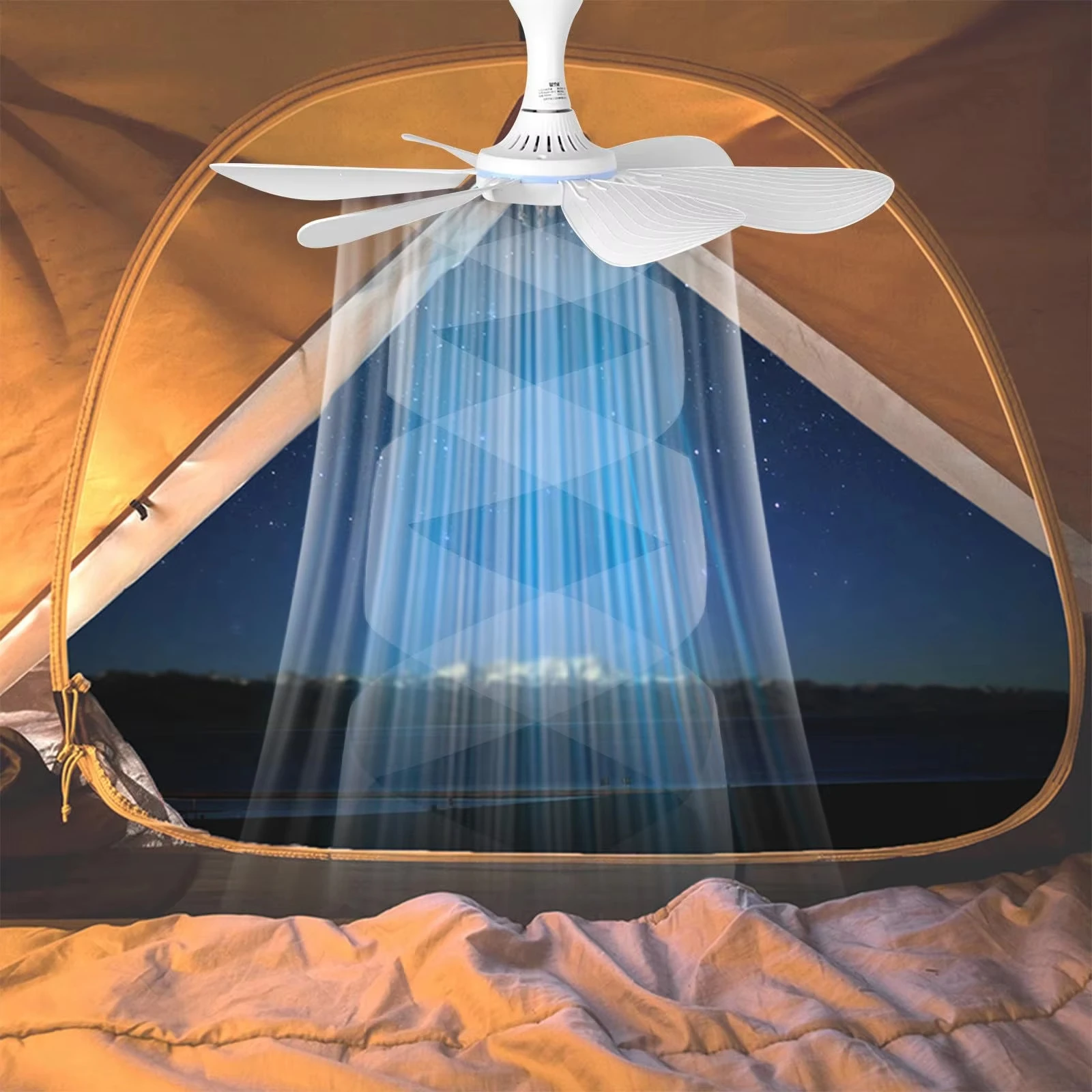 Silent 6 Leaves USB Powered Ceiling Canopy Fan with Remote Control Timing 4 Speed Hanging Fan for Camping Bed Dormitory Tent New 2