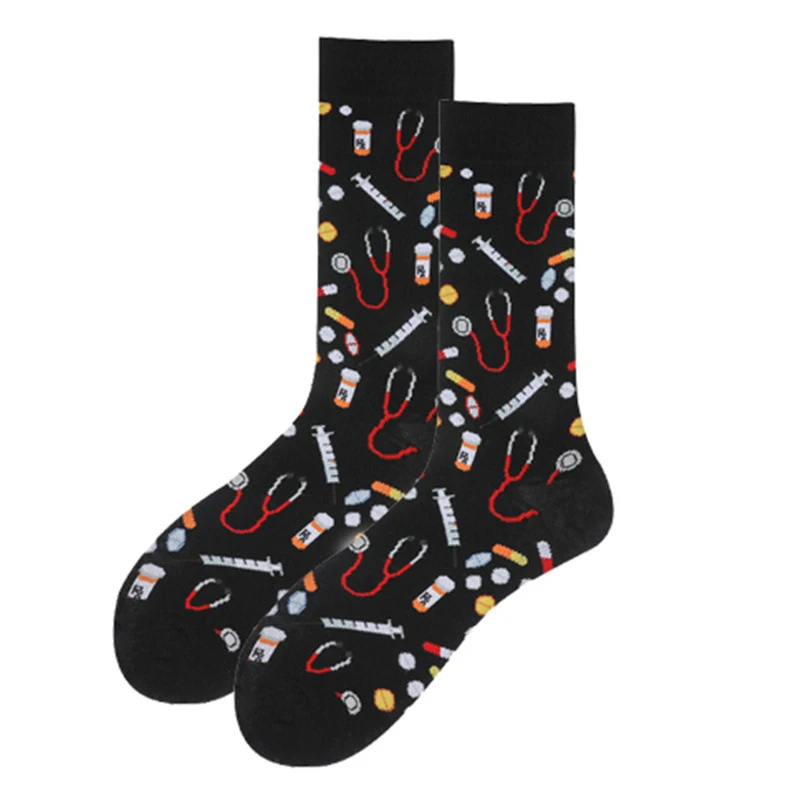 

5Pairs Colorful Men's Socks Harajuku Colorful Happy Funny Symbol Geometric Cotton Sock Christmas Gift