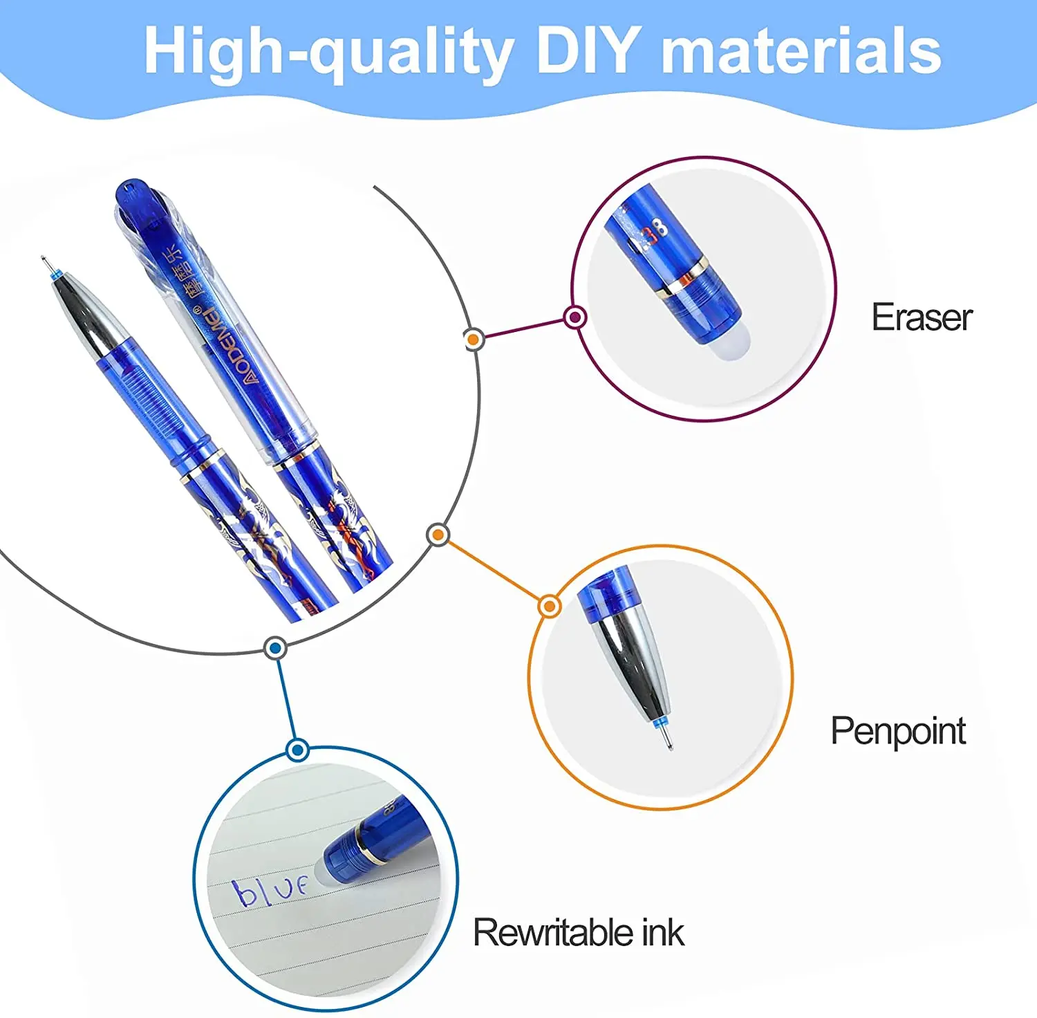 Gel Pens 85Pcs/Set Erasable Pen Gel Pens 0.5mm Blue/Black ink Refills Rod Washable Handle School Writing Office Kawaii Stationery gel pens