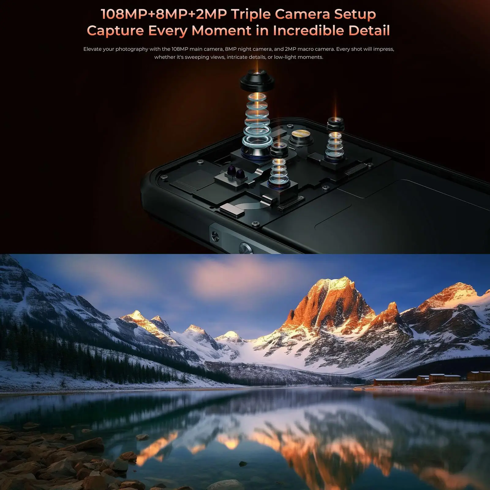 Oukitel WP55 Pro 5G Rugged Smartphone 11000mAh 33W 108MP Camera 16GB+512GB 6.6 inch FHD+ IPS Display 120Hz Android 15 NFC