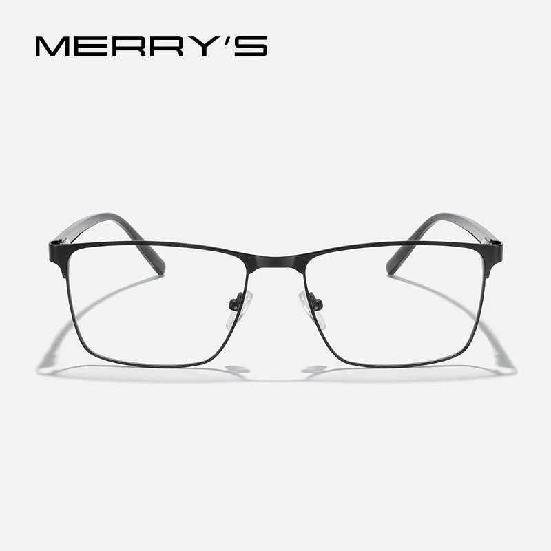 MERRYS DESIGN Men Square Titanium Alloy Glasses Frame Women Acetate Legs Eyeglasses Male Business Optical Glasses S2416