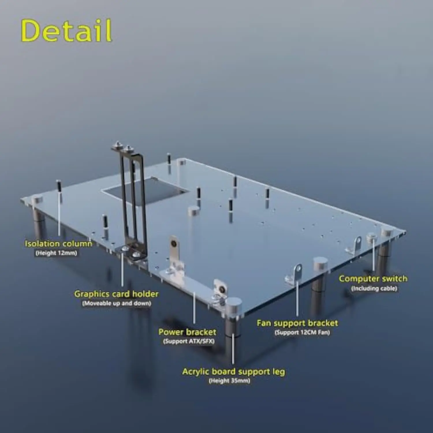 Open PC Case Test Bench DIY Acrylic Computer Chassis Rack Gaming Support Motherboards ATX MATX ITX Heat Dissipation(ATX)