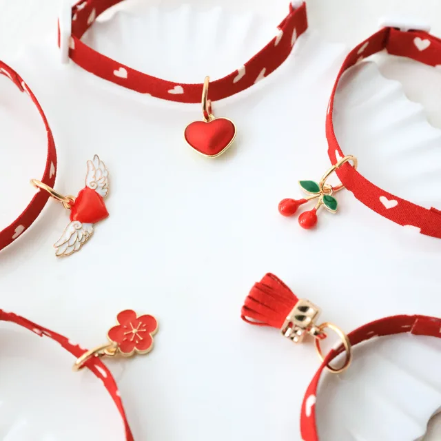 18-48 CM Small Cat Necklace Neck Collar Safety Breakaway Heart shape Dog Tie Adjustable Strap for Puppy Kittens collar with bell 4