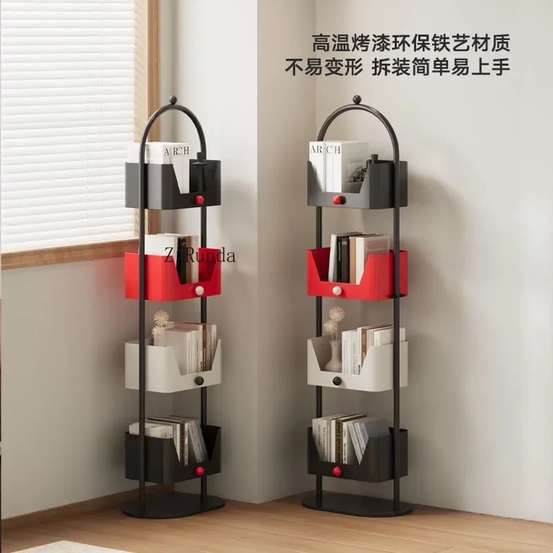 Bookshelf living room wrought iron wall corner storage narrow cabinet display snack rack